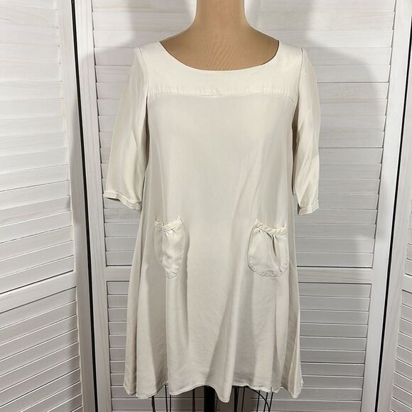 Fluet Silk Mini Dress Size Small Cream Off White - Picture 2 of 12